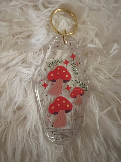 Mushroom Retro Motel Keychain