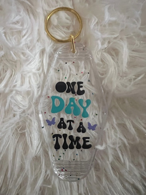 One Day At A Time Retro Motel Key Chain
