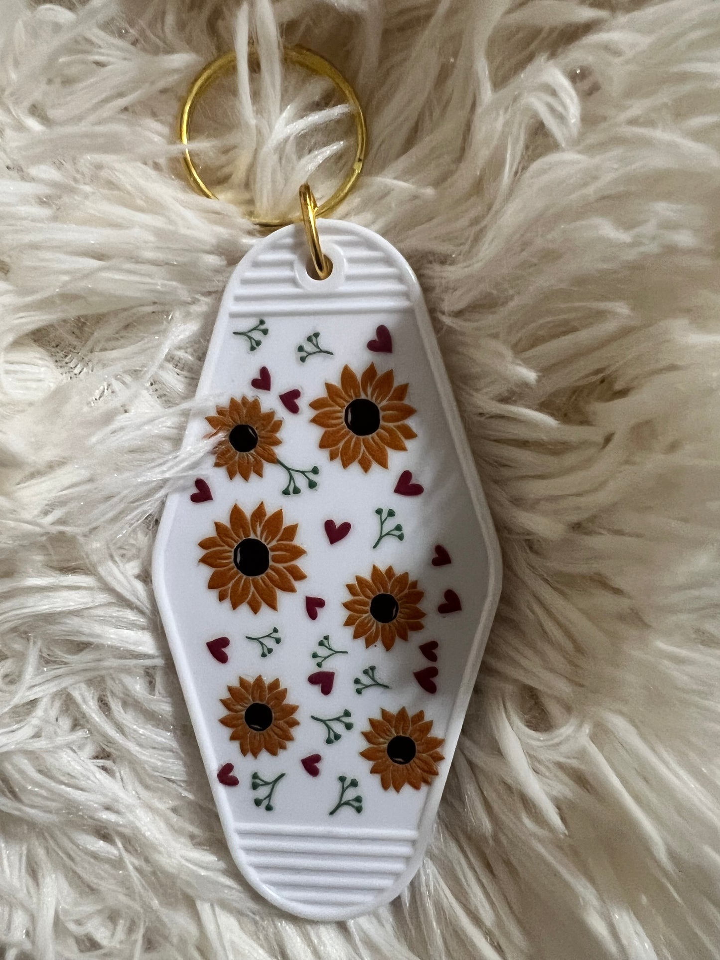 Sunflower Retro Motel Keychain