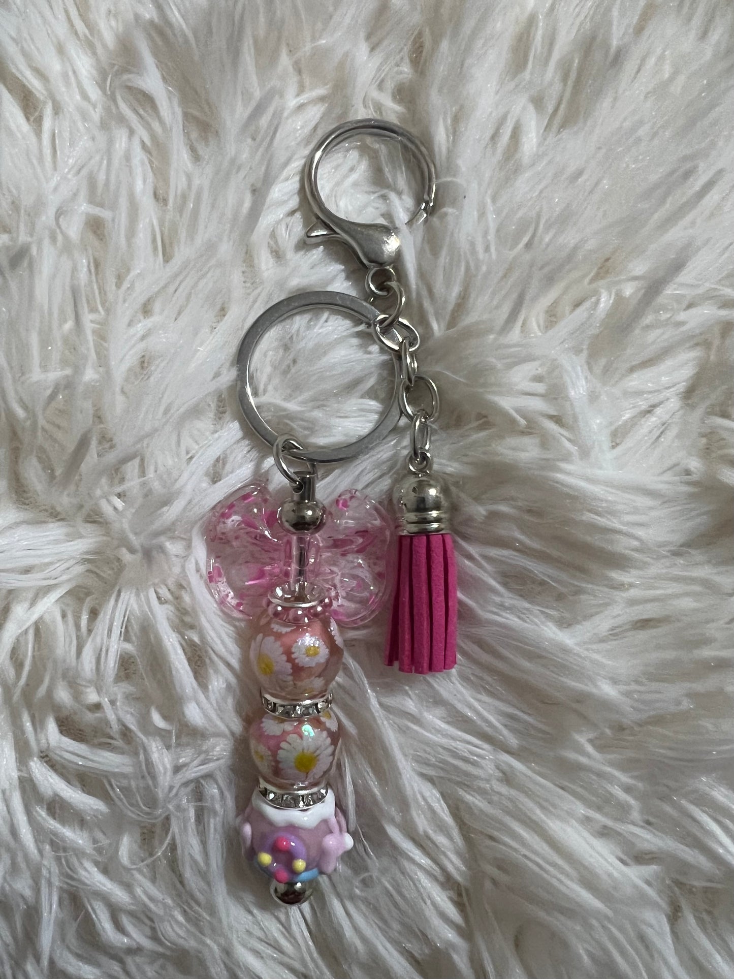 Pink Sunflower Keychain