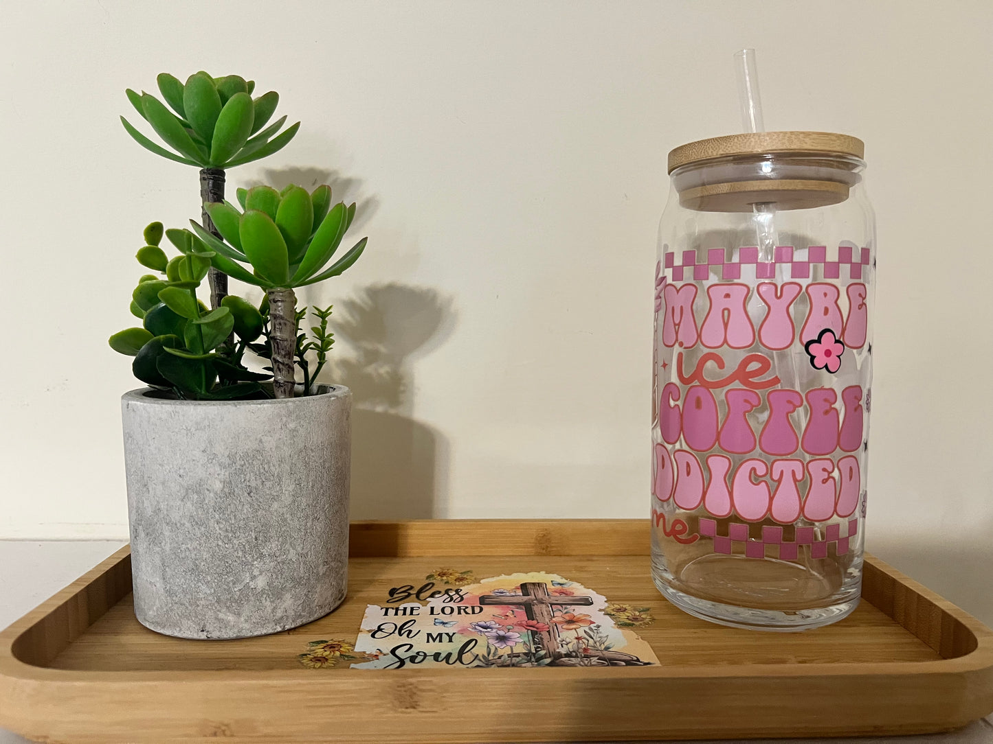 Maybe Ice Coffee is Addicted to Me 20oz Glass Tumbler