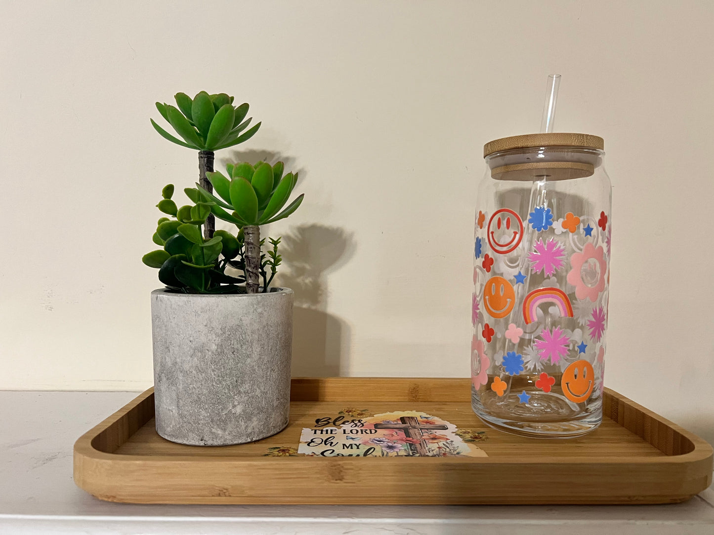 Smiles and Rainbows 20oz Glass Tumbler