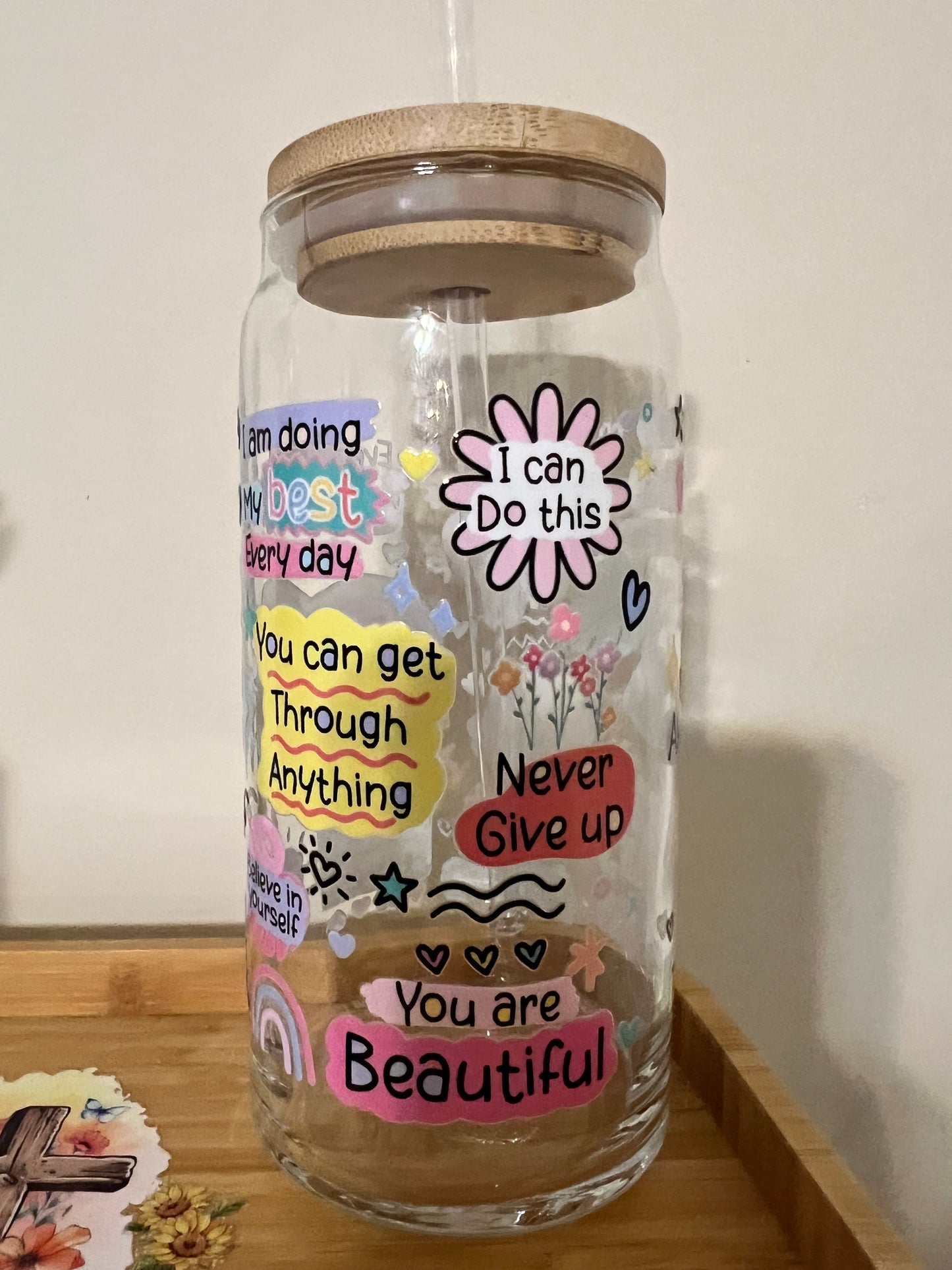 Positivity Cup 20oz Glass Tumbler