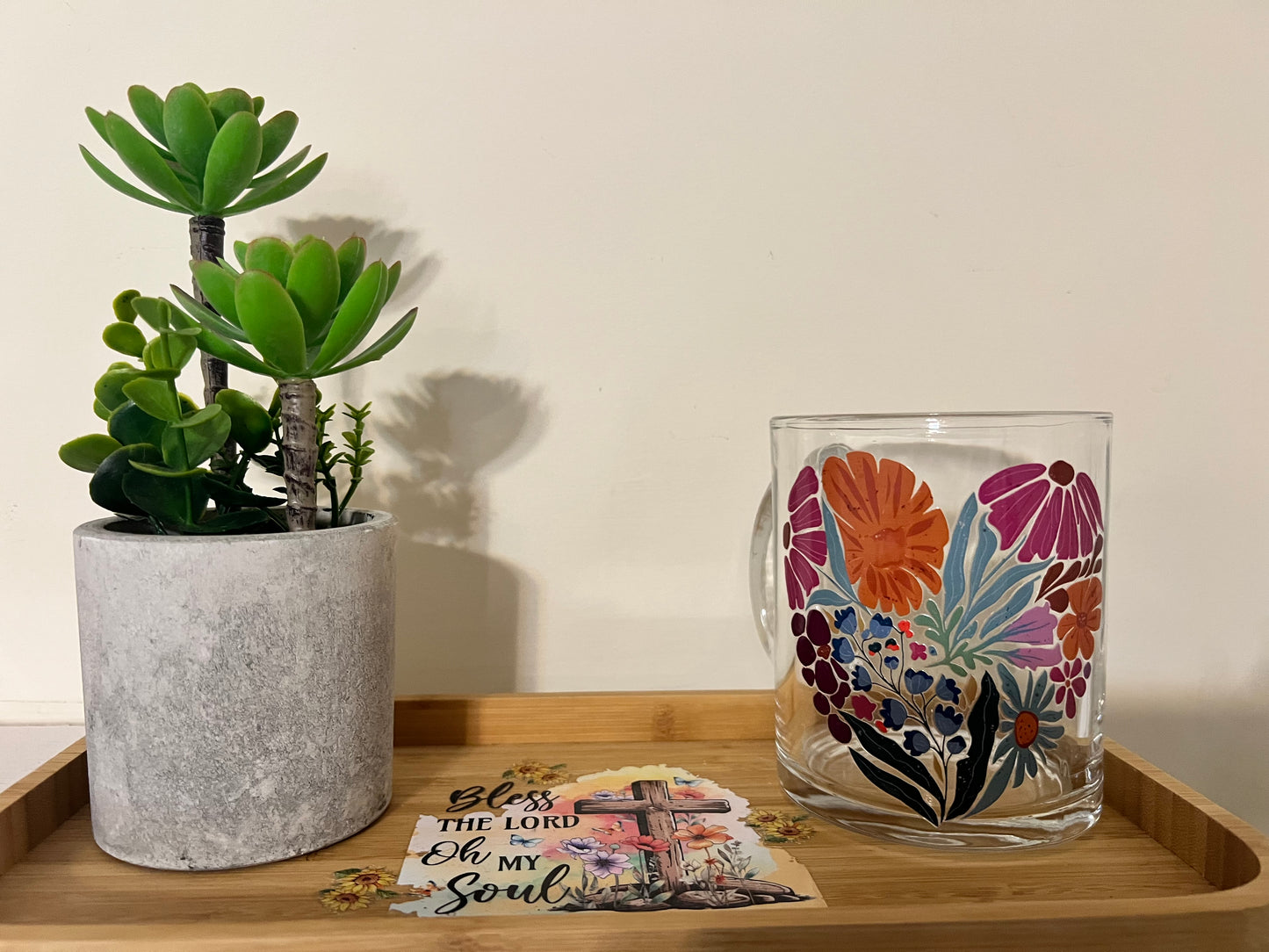 Flower Heart 17oz Glass Mug