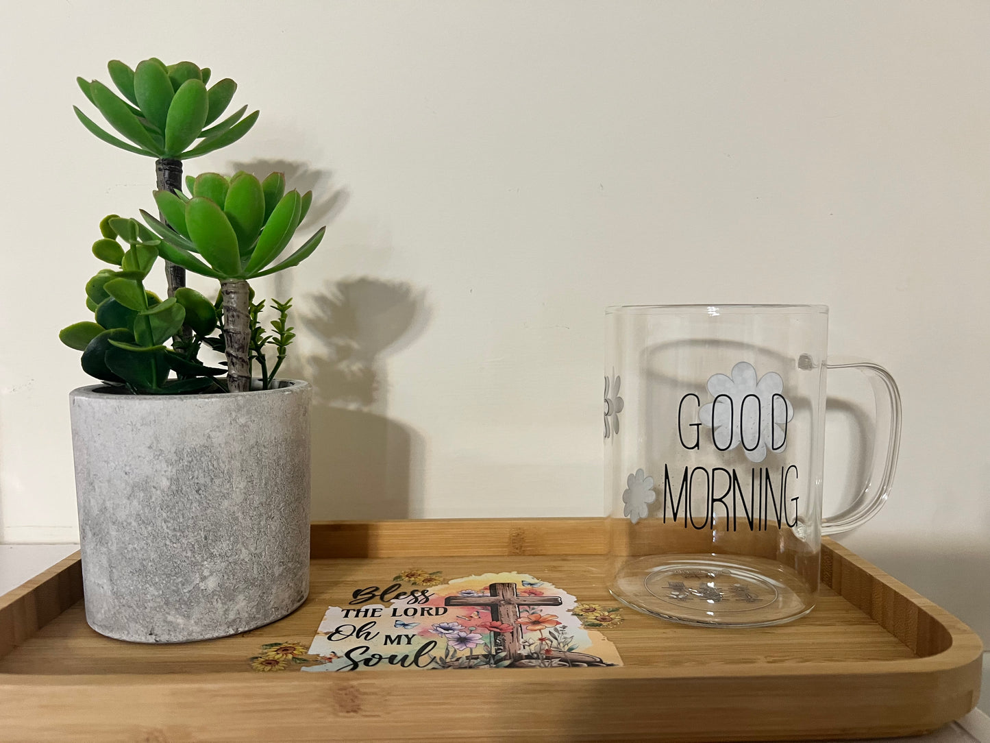 Good Morning with Smiles Glass Mug