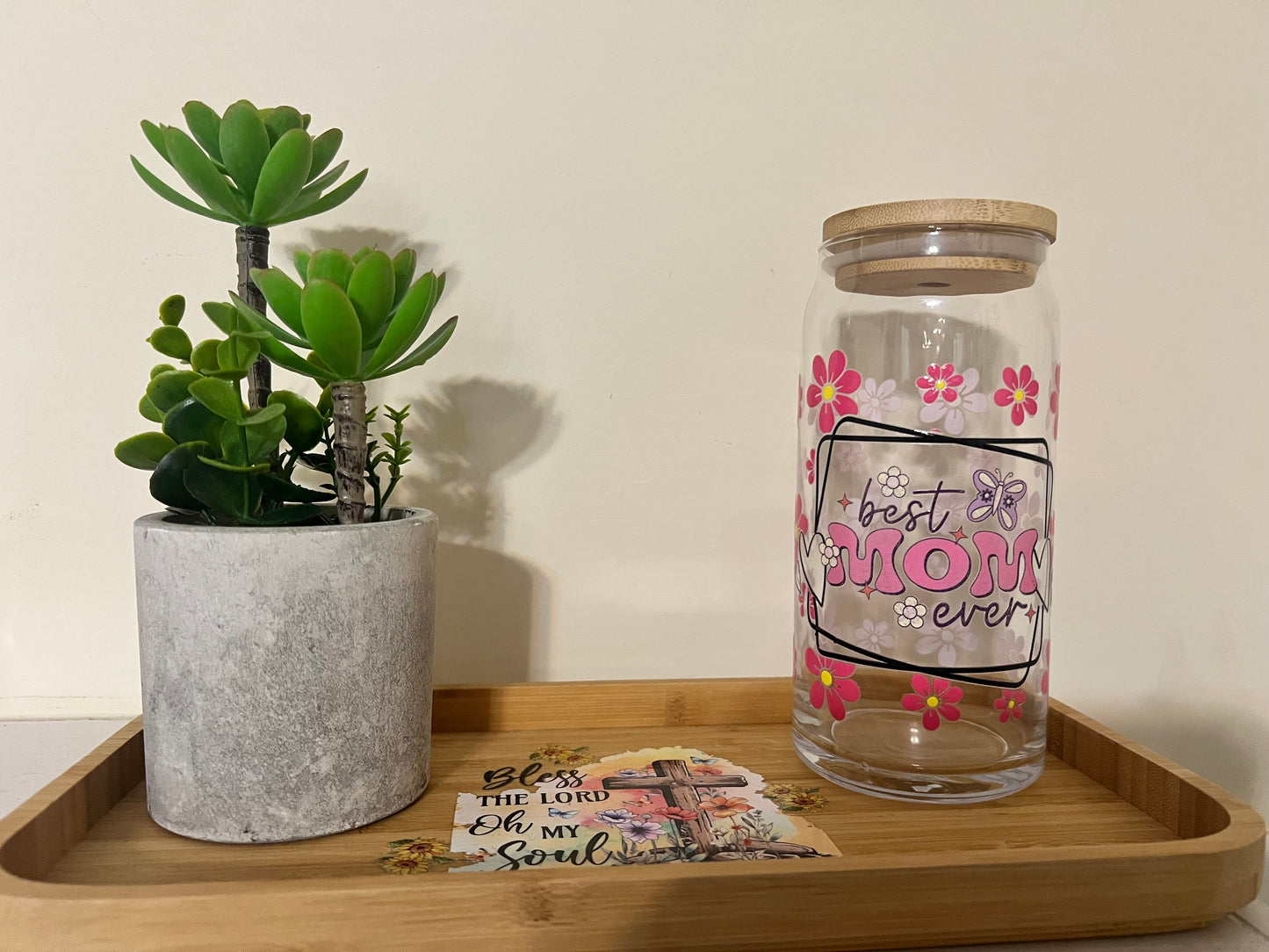 Best Mom Ever 20oz Glass Tumbler
