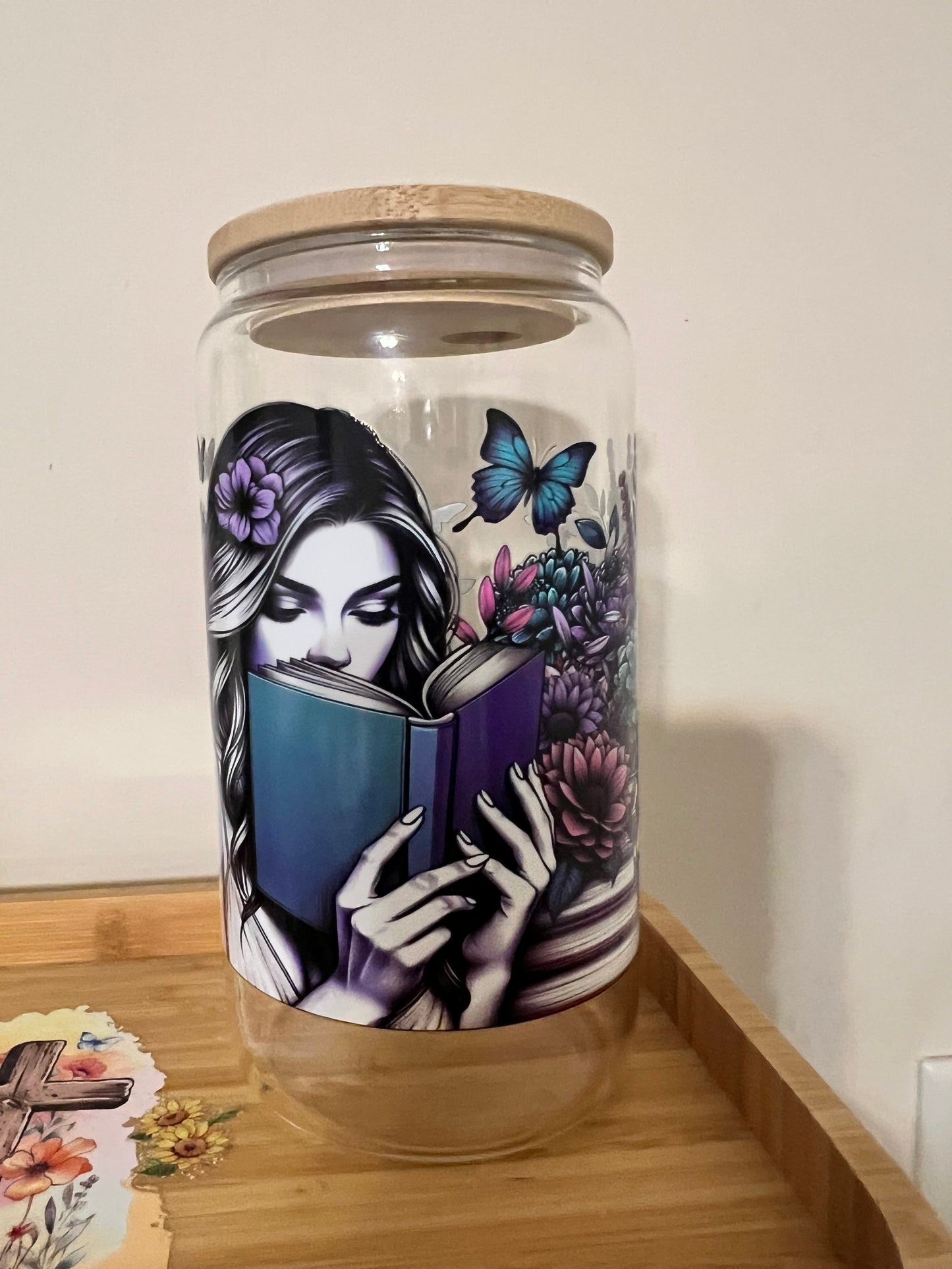 A Girl Who Loves a Book 16oz Glass Tumbler