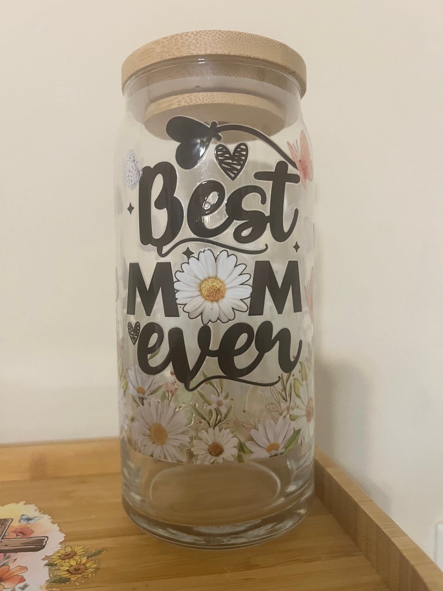 Best Mom Ever Daisy 20oz Glass Tumbler