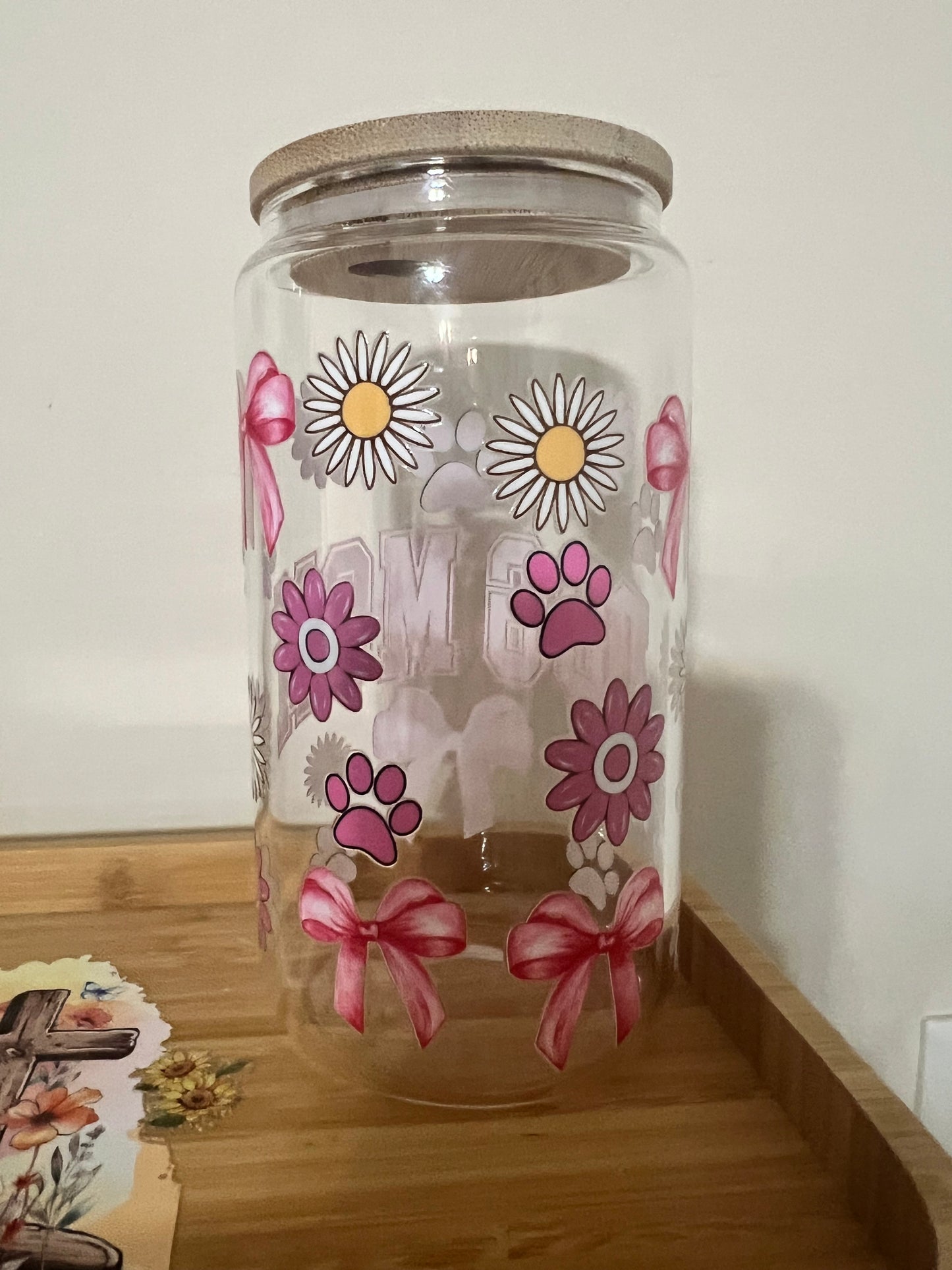 Dog Mom 16oz Glass Tumbler