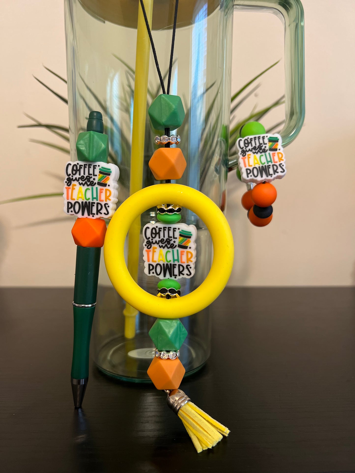 Coffee Gives Me Teacher Powers Cup Charm