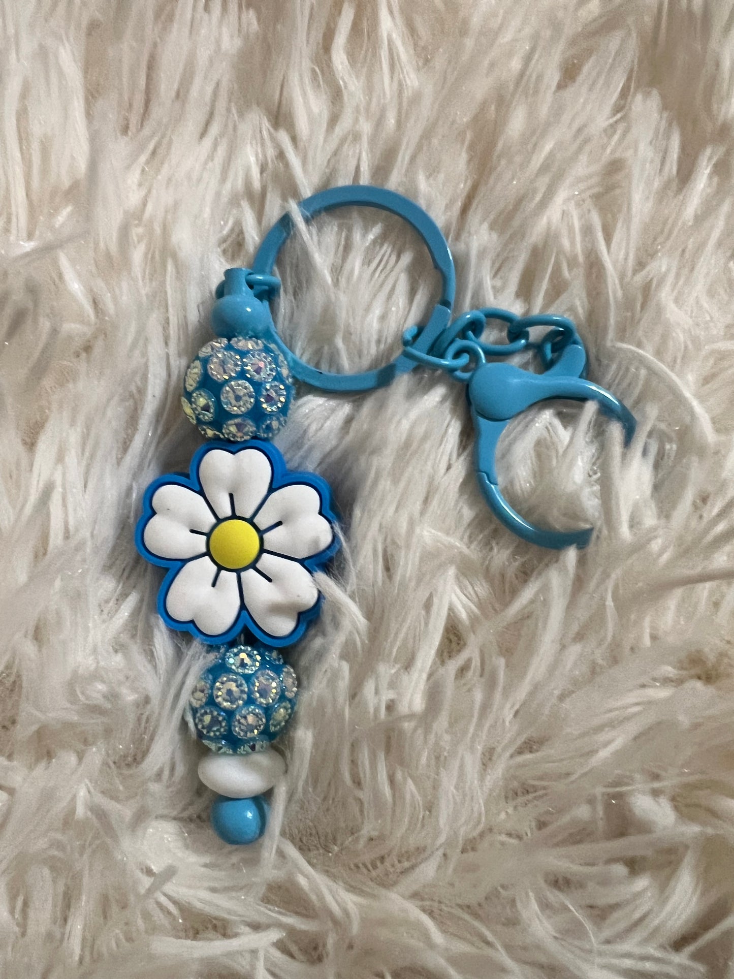Pretty Blue Flower Key Chain