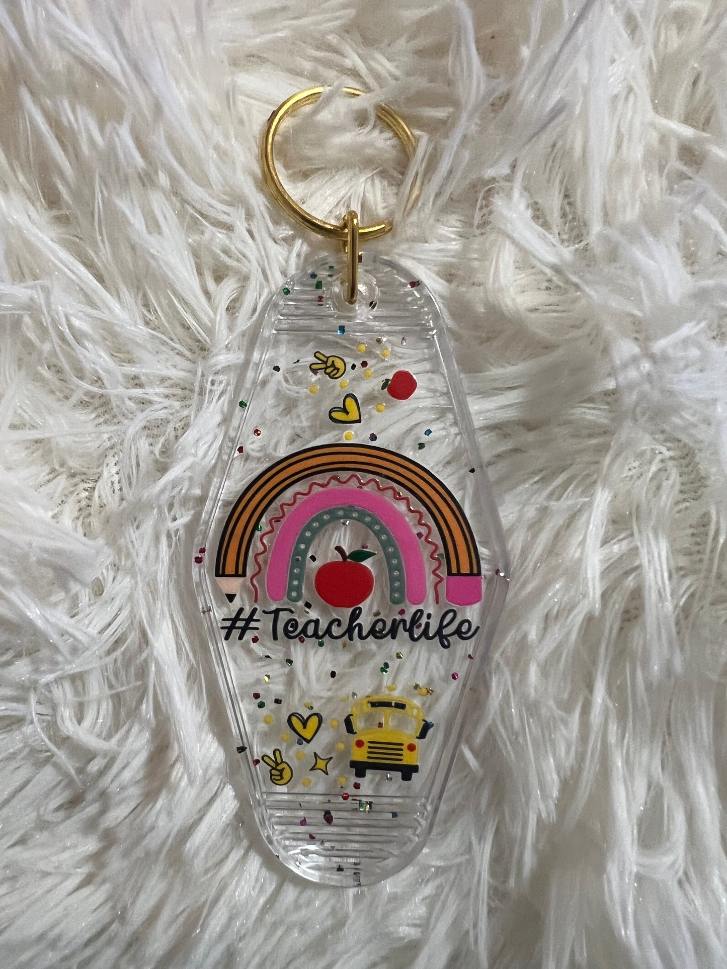 Teacher Retro Motel Keychains
