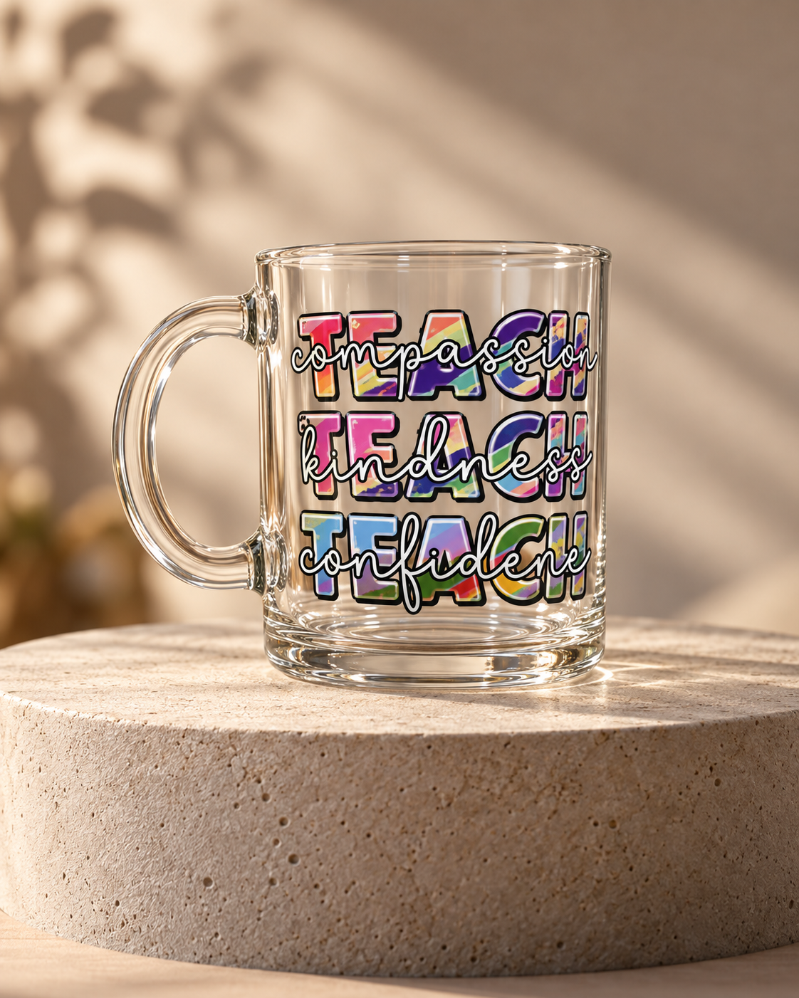 Teach Kindness 17oz Glass Coffee Mug – Teacher Appreciation Gift