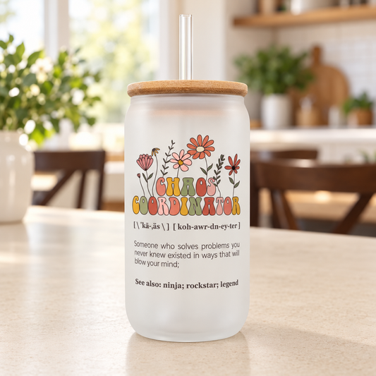 Chaos Coordinator 16oz Frosted Glass Tumbler