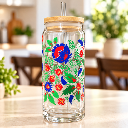 Fiesta Flowers 20oz Glass Tumbler