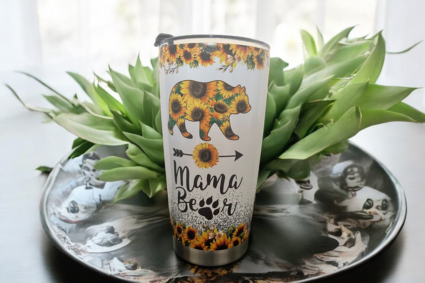 Sunflower Mama Bear 20 oz Thermal Tumbler