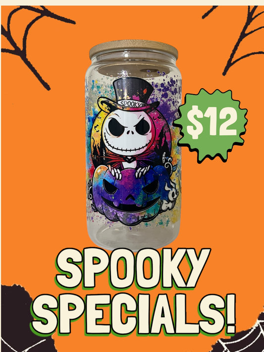 Spooky Jack 16 oz Glass Tumbler