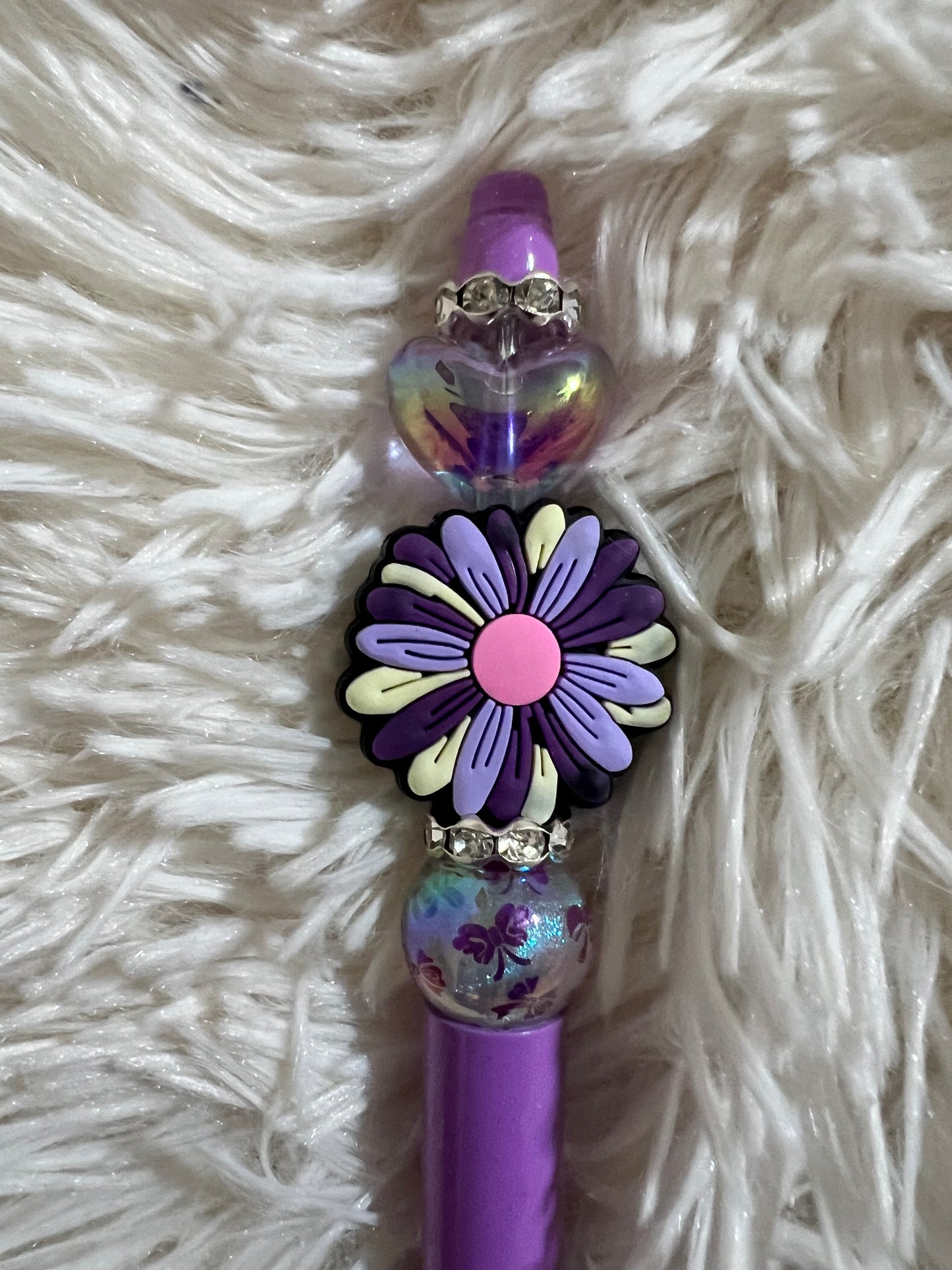 Purple Flower Beadable Pen