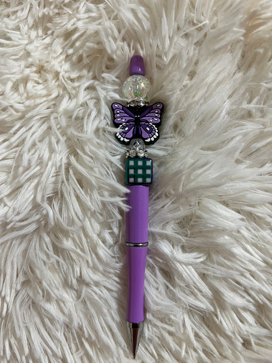 Purple Butterfly Beadable Pen