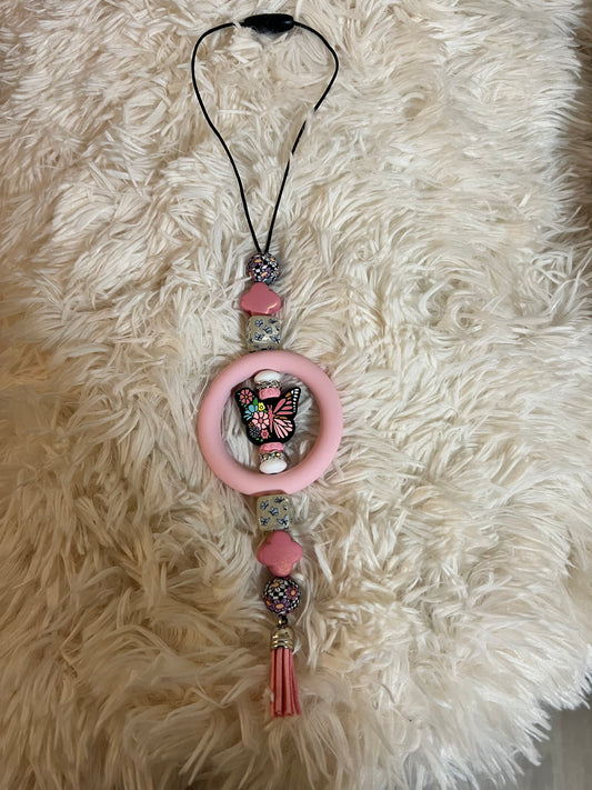 Pink Butterfly Car Charm