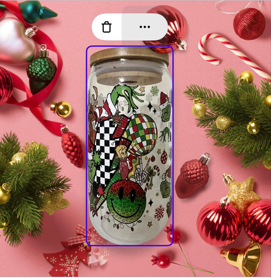 Grinch Disco 16 oz Glass Tumbler