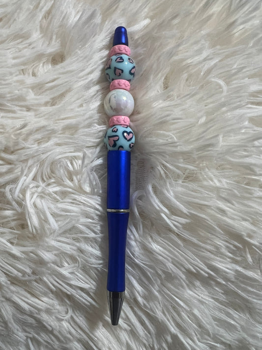 Blue Hearts Beadable Pen