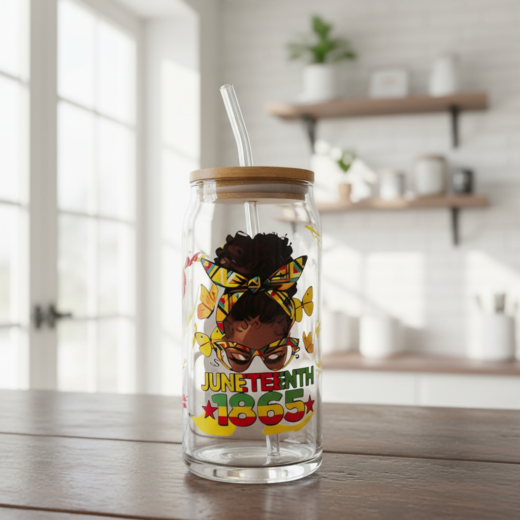 Juneteenth 1865 Celebration Bundle | 20 oz Glass Tumbler, Beaded Pens & Cup Charm