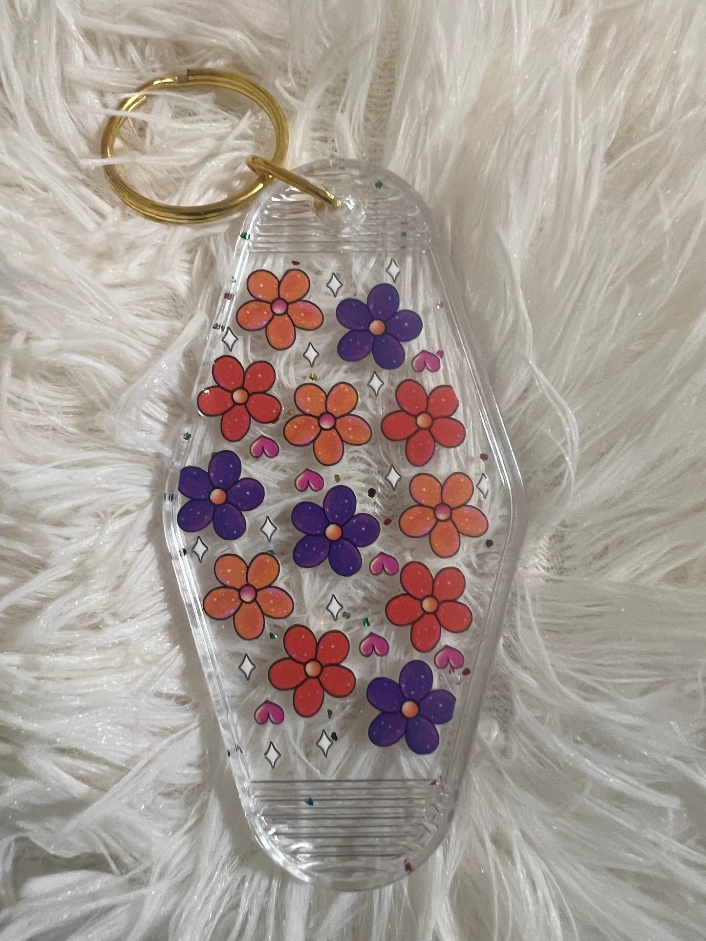 Floral Retro Motel Keychain