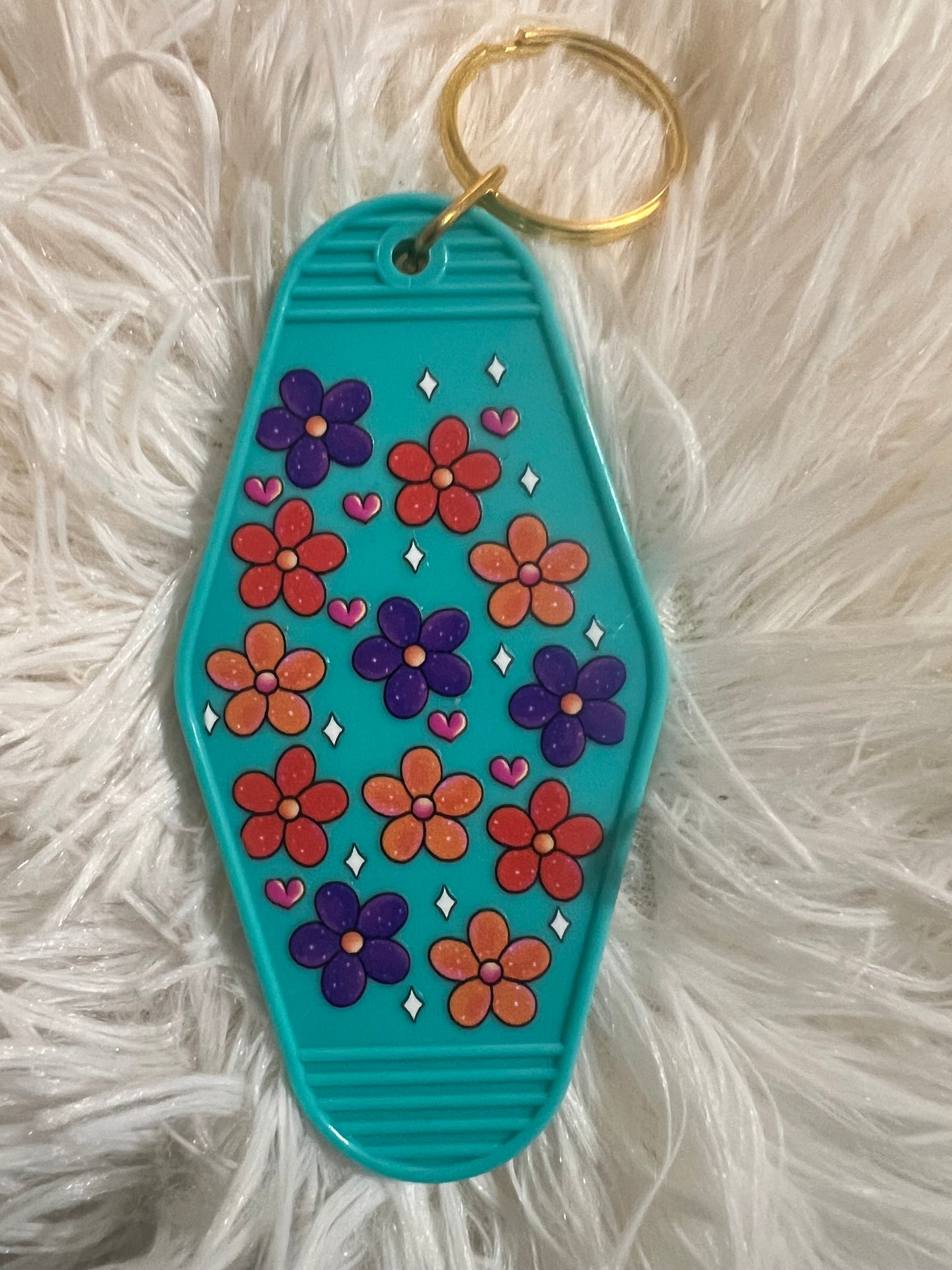 Floral Retro Motel Keychain