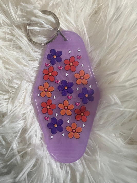 Floral Retro Motel Keychain