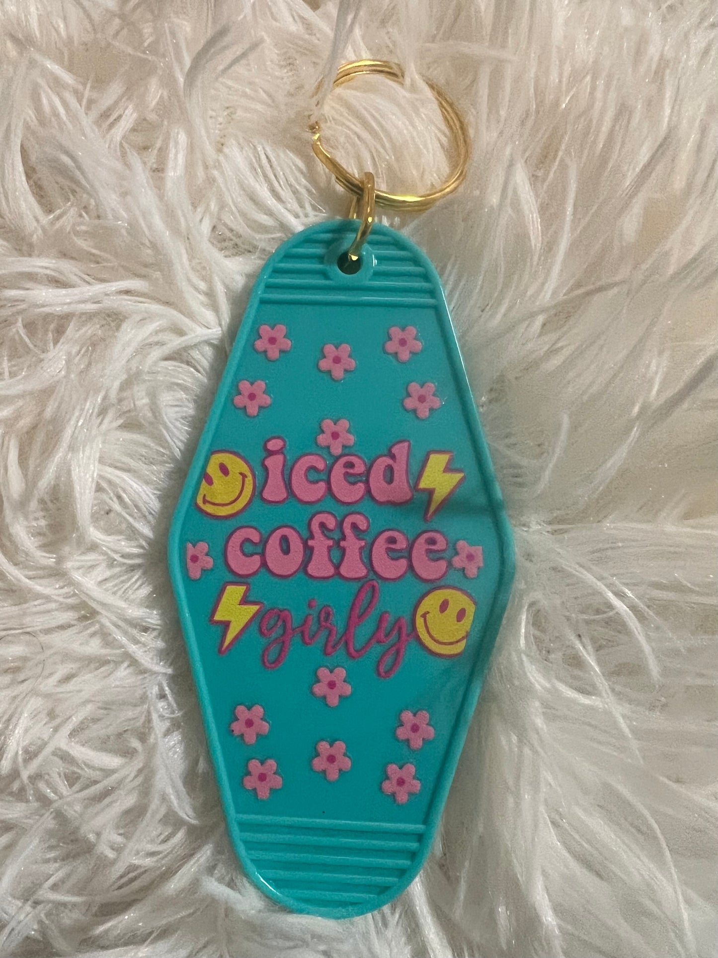 Iced Coffee Retro Motel Keychain