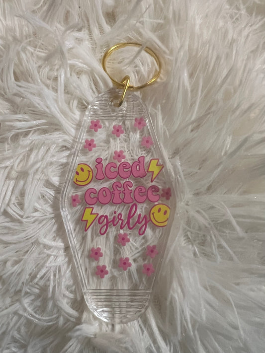 Iced Coffee Retro Motel Keychain