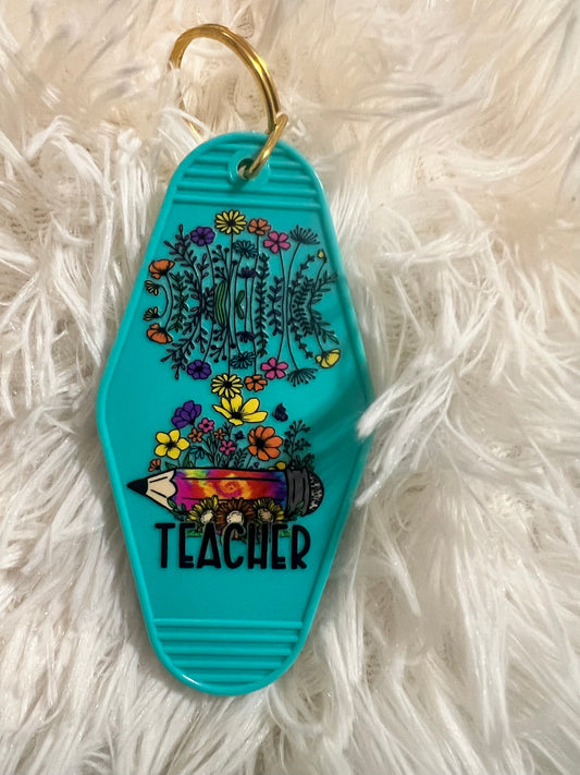 Teacher Retro Motel Keychains