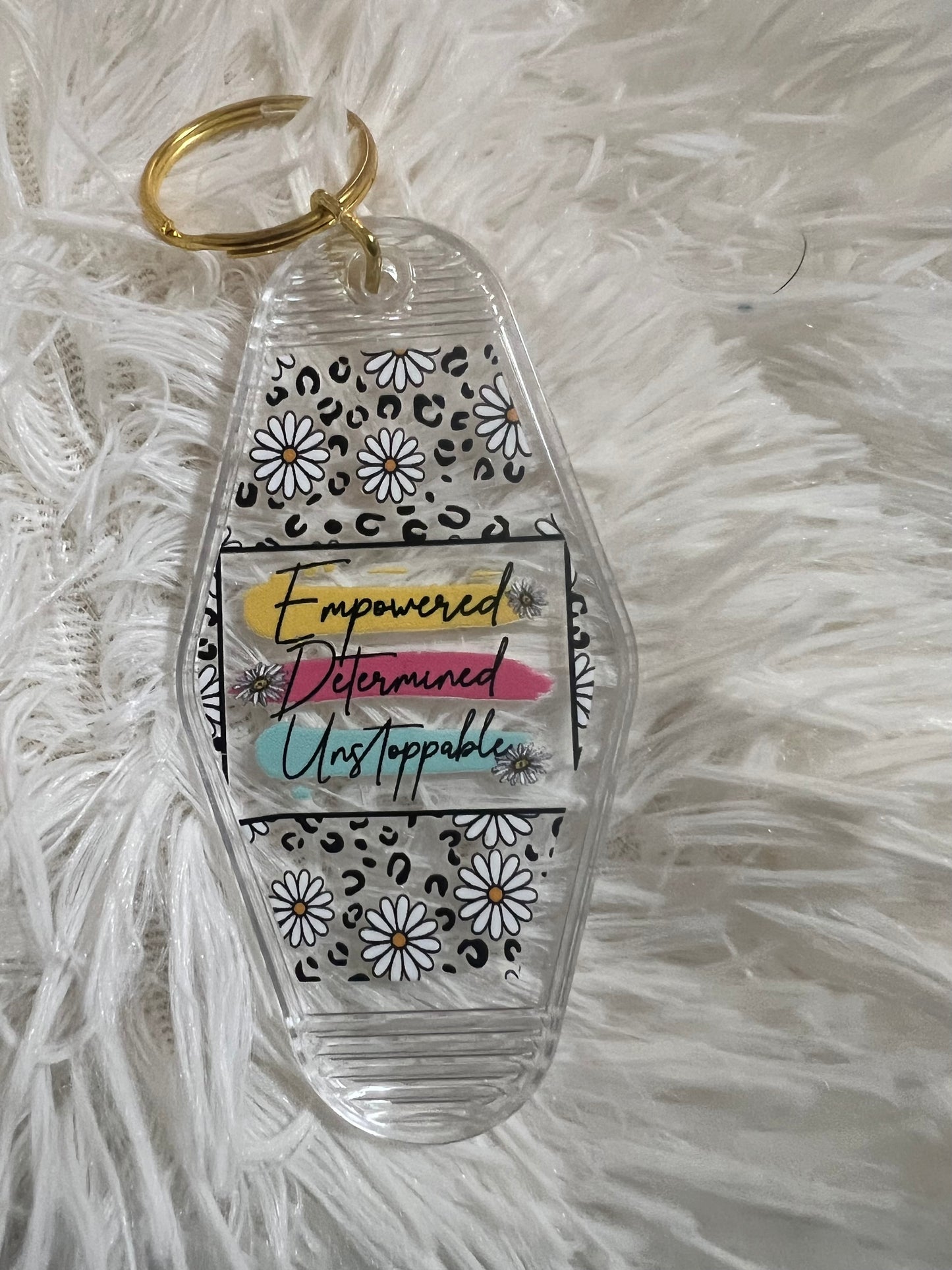 Empowered, Determined, Unstoppable Retro Motel Key Chain