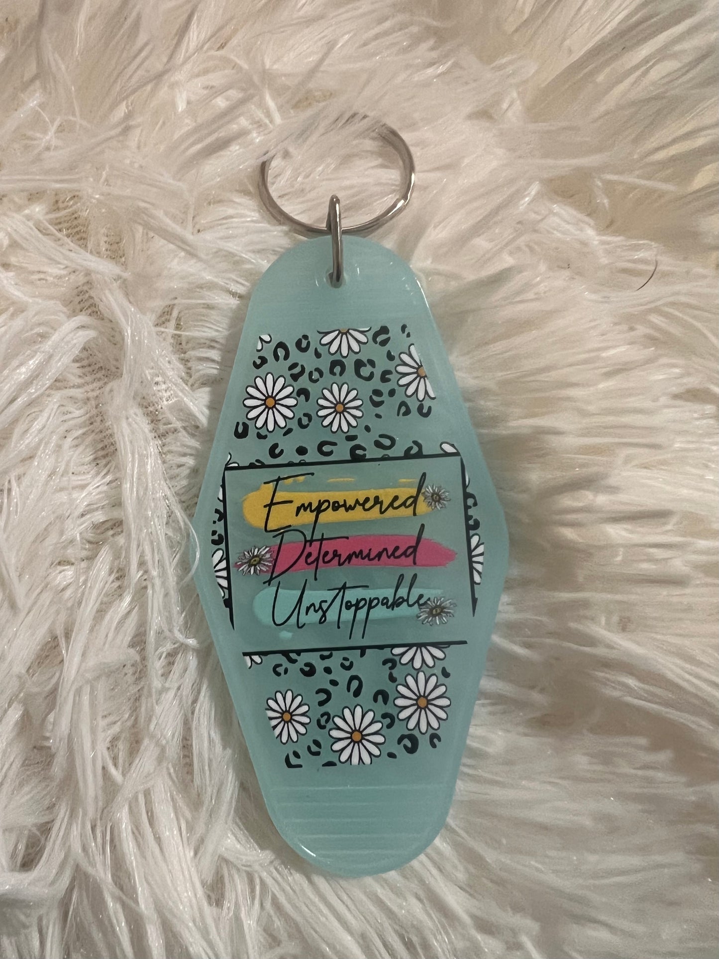 Empowered, Determined, Unstoppable Retro Motel Key Chain
