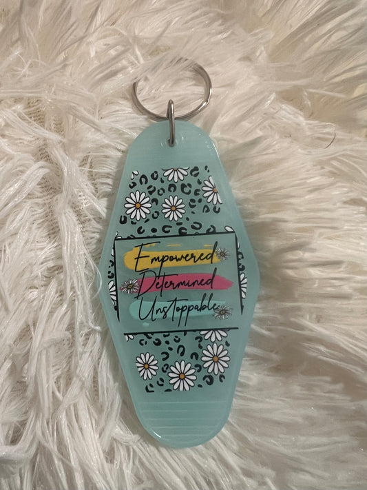Empowered, Determined, Unstoppable Retro Motel Key Chain