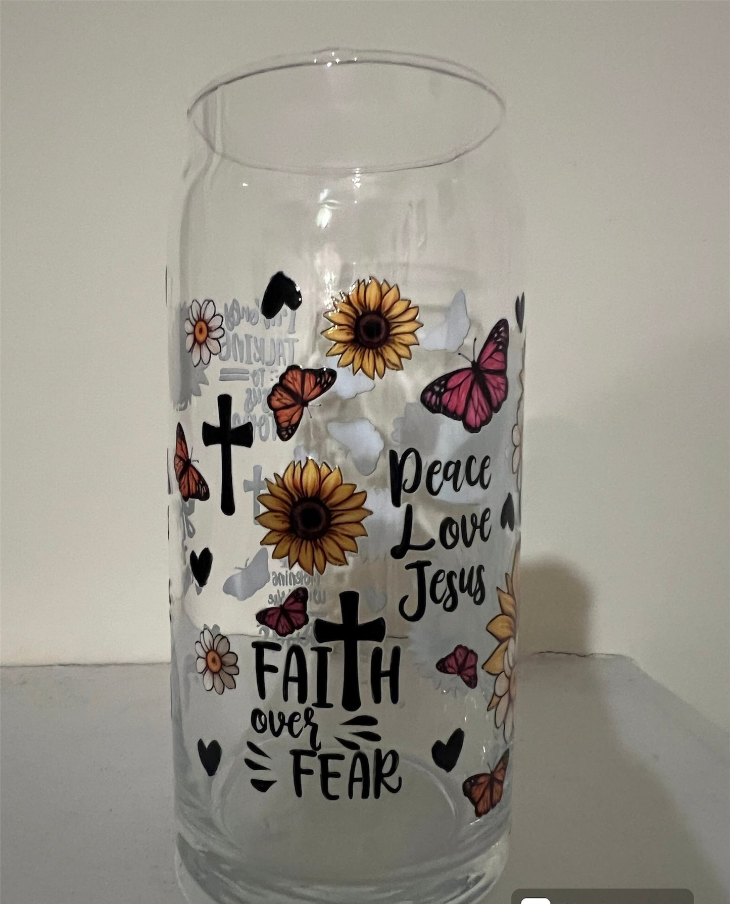 Faith over Fear 20oz Glass Tumbler