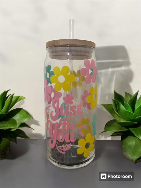 Just Be You 20oz Glass Tumbler