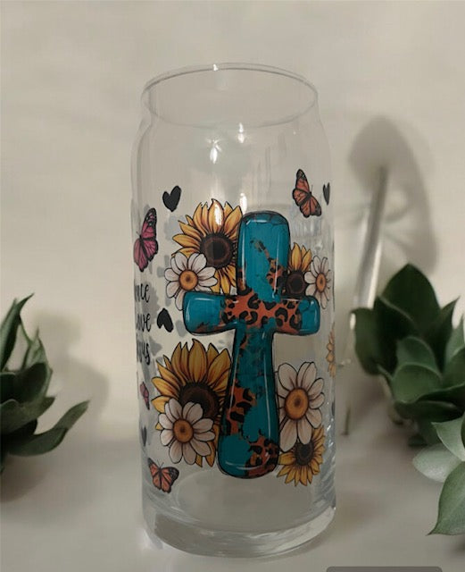 Faith over Fear 20oz Glass Tumbler