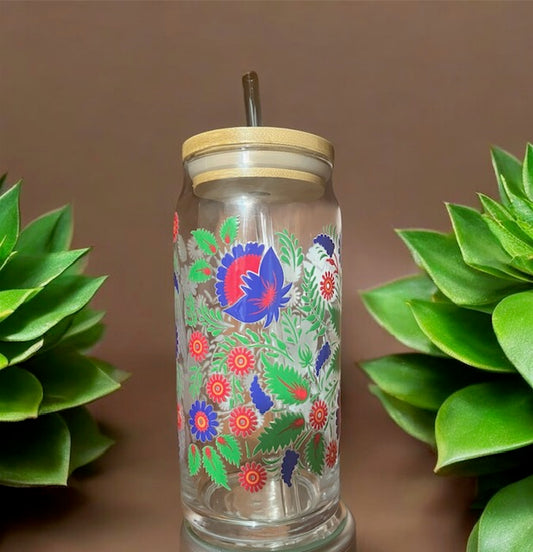 Fiesta Flowers 20oz Glass Tumbler