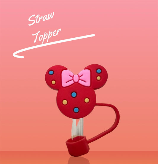 Minnie Mouse Pink Bow Straw Topper